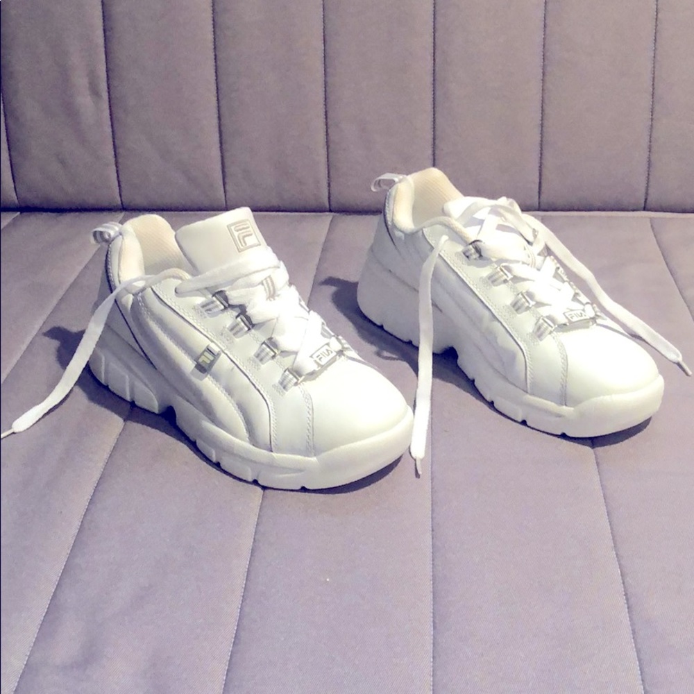 Platform white sneakers 6 worn once!